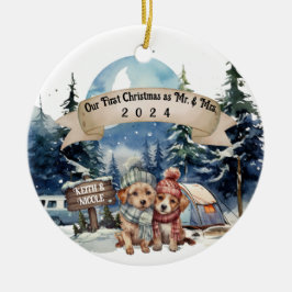 First Holiday RV Camping Couple neu Keramik Ornament