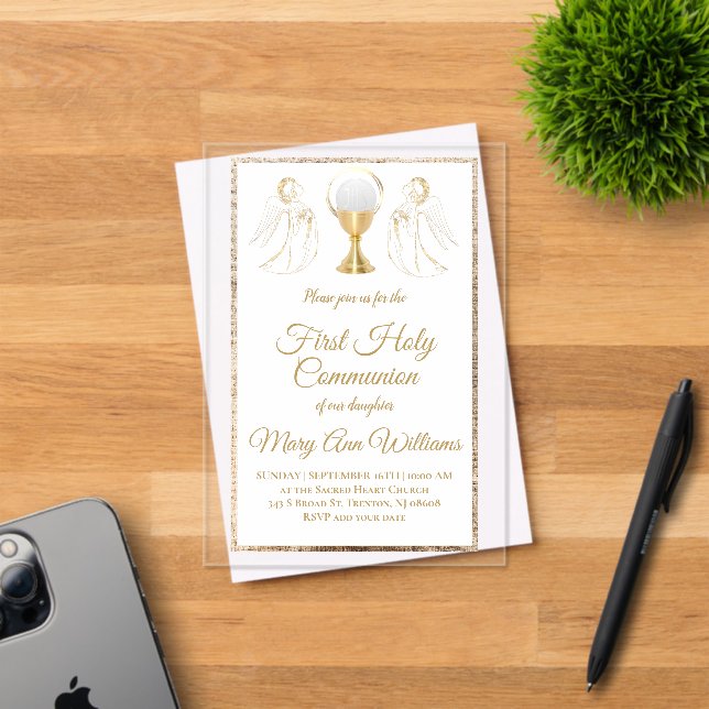 First Holy Communion catholic angels Invitation (Insitu (Carte d'invitation))