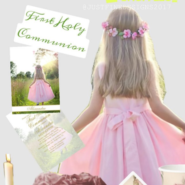 First Holy Communion Custom Gold Color Photo  Einladung (Von Creator hochgeladen)