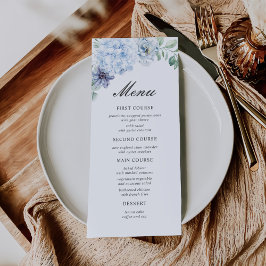 First Holy Communion Dusty Blue Floral Menükarte