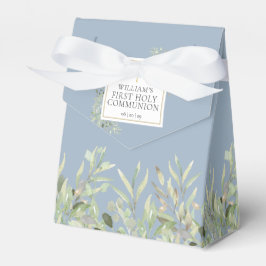 First Holy Communion Elegant Grüne Foliage Blue Geschenkschachtel