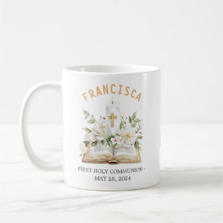 First Holy Communion Floral Bible Religious Kaffeetasse
