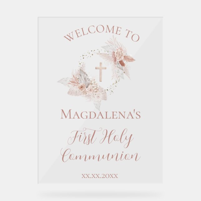  First Holy Communion girl welcome sign Acrylschild (Vorderseite)