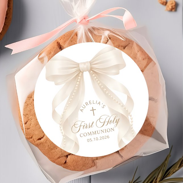 First Holy Communion Pearl Bow Sticker (Von Creator hochgeladen)