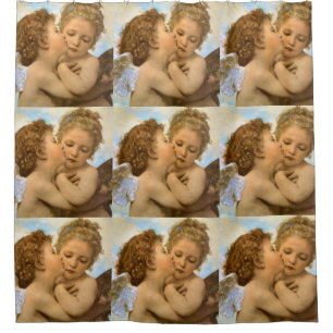 First Kiss (Engeldetails) von Bouguereau Duschvorhang