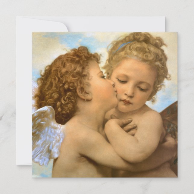 First Kiss (Engeldetails) von Bouguereau Einladung (Vorderseite)