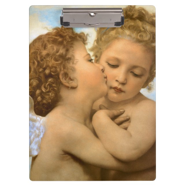 First Kiss (Engeldetails) von Bouguereau Klemmbrett (Vorderseite)