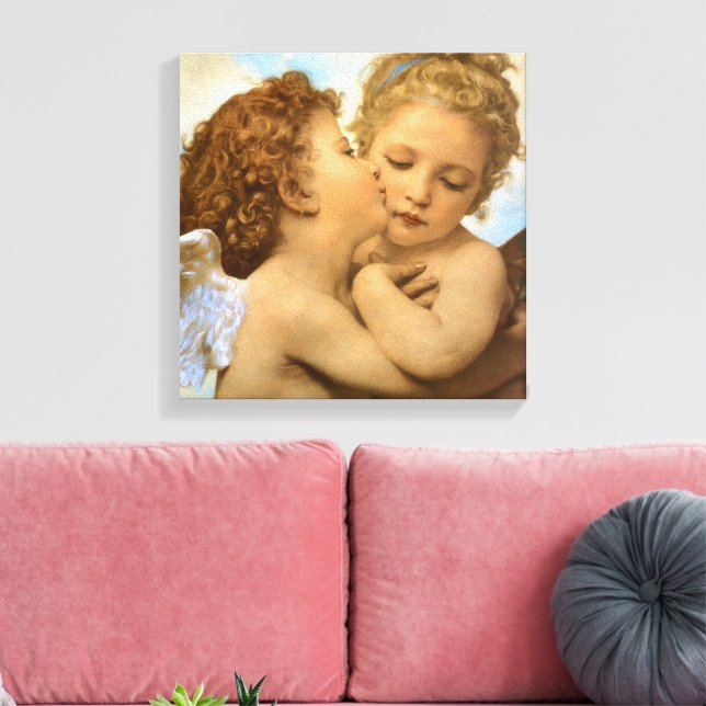 First Kiss (Engeldetails) von Bouguereau Leinwanddruck (Insitu (Wohnzimmer))