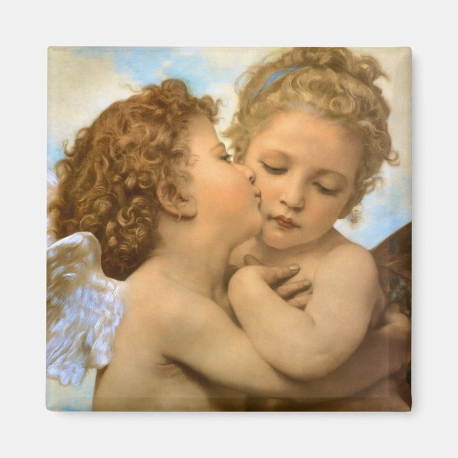 First Kiss (Engeldetails) von Bouguereau Magnet (Vorne)