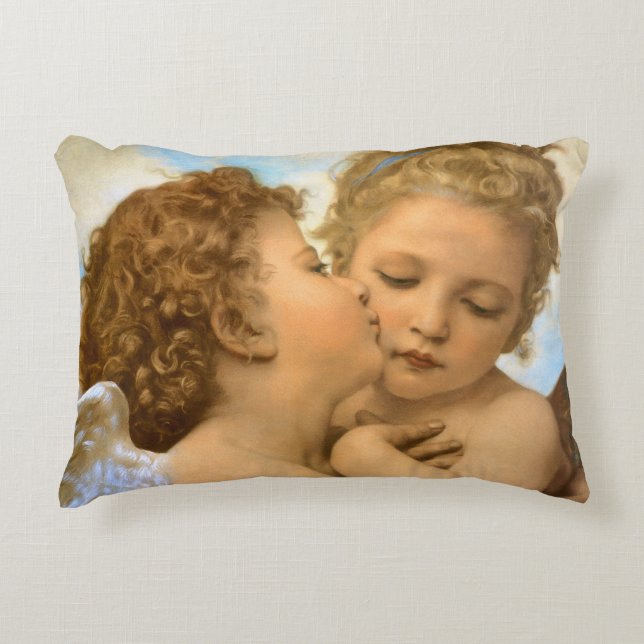 First Kiss (Engeldetails) von Bouguereau Zierkissen (Vorderseite)