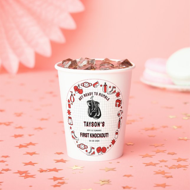 First Knockout Boxing 1st Birthday – Fun Kids  Pappbecher (Insitu)