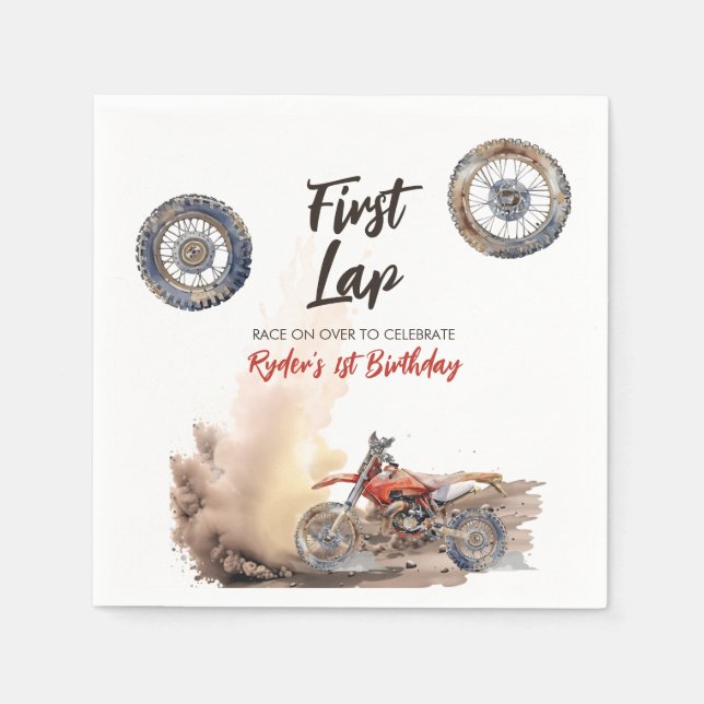 First Lap Little Racer 1. Geburtstag Serviette (Vorderseite)