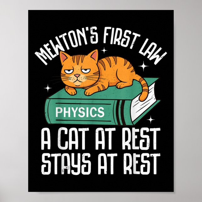 First Law Funny Cat Physik Lehrerin Nerd Männer Fr Poster (Vorne)