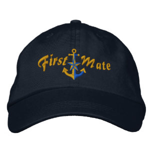 First Mate Nautical Star Anchor Golden Bestickte Kappe