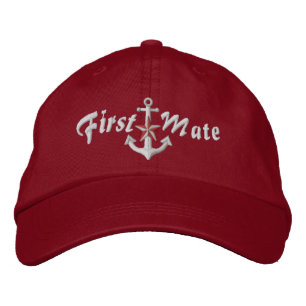 First Mate Nautical Star Anchor White Bestickte Kappe