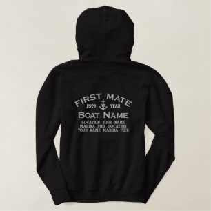 First Mate Silver Star Anchor Personalisiert Bestickter Hoodie