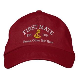 First Mate With Anchor Personalized Bestickte Baseballkappe