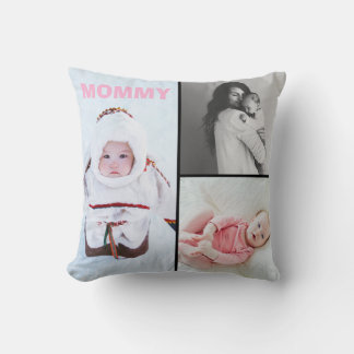 First Mothers Day 3 photo Collage Throw Pillow Kissen