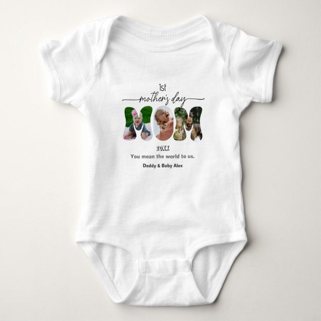 First Mother's Day 3 Photos Collage  Baby Bodysuit Baby Strampler (Vorderseite)
