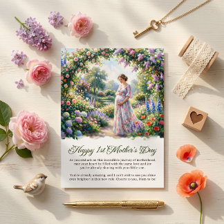 First Mothers Day Expecting Mom Watercolor Spring Feiertagskarte