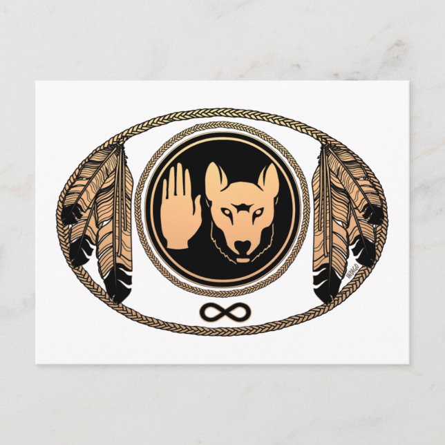 First Nations Cards Wolf Native Art Cards Metis Postkarte (Vorderseite)