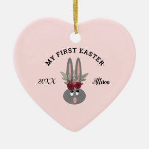 First Oaster Baby Girl Bunny Pink Personalisiert Keramik Ornament