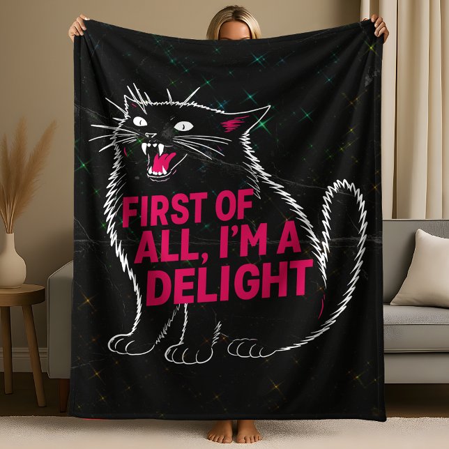 First Of All I'm A Delight Roaring Black Cat Fleecedecke (Von Creator hochgeladen)