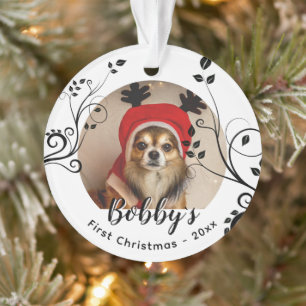 First Puppy Christmas Black Folig Nom du chien Pho