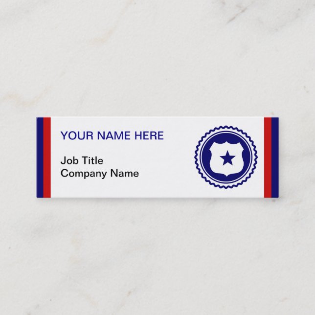 First Responder Blue Police Abzeichen Mini Visitenkarte (Vorderseite)