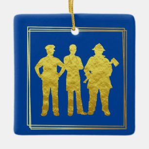 First Responder Golden Silhouette Keramikornament