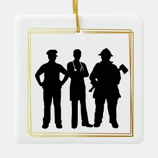 First Responder Silhouetten Weihnachtsschmuck (Vorderseite)