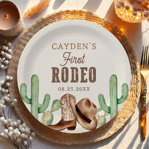 First Rodeo 1. Geburtstag Western Cowboy Pappteller