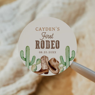 First Rodeo 1. Geburtstag Western Cowboy Runder Aufkleber