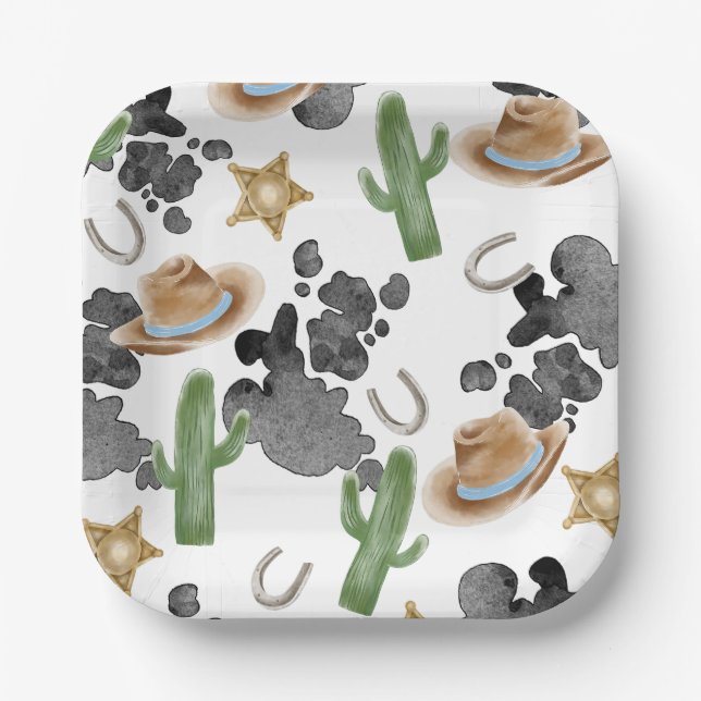 First Rodeo 1st Birthday Baby Cow Paper Plates Pappteller (Vorderseite)
