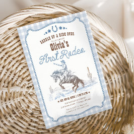 First Rodeo 1st Birthday Blue Western Einladung