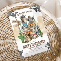 First Rodeo 1st Birthday Cute Animals Wild West