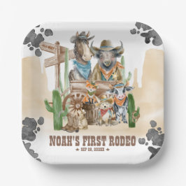 First Rodeo 1st Birthday Cute Animals Wild West Pappteller