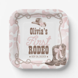 First Rodeo 1st Birthday Dusty Pink Pappteller