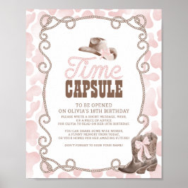 First Rodeo 1st Birthday Pink Time Capsule Sign Poster
