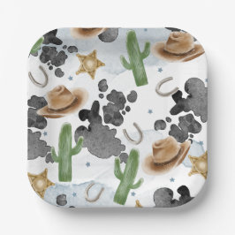 First Rodeo 1st Birthday Rustic Wild West Pappteller