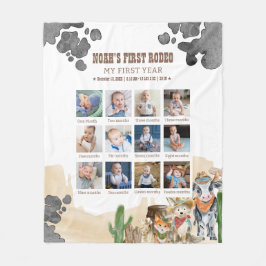 First Rodeo Birthday 12 Month Photo Collage Fleecedecke