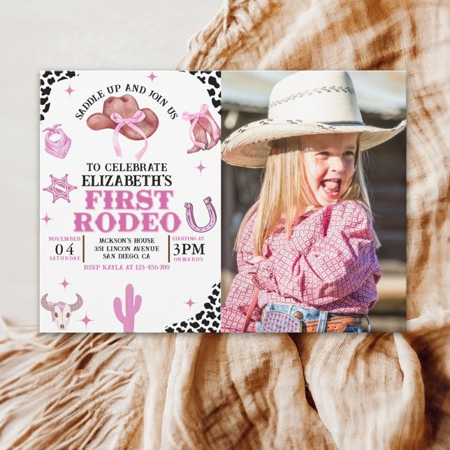 First Rodeo Birthday for Girls – Pink Western Einladung (Von Creator hochgeladen)