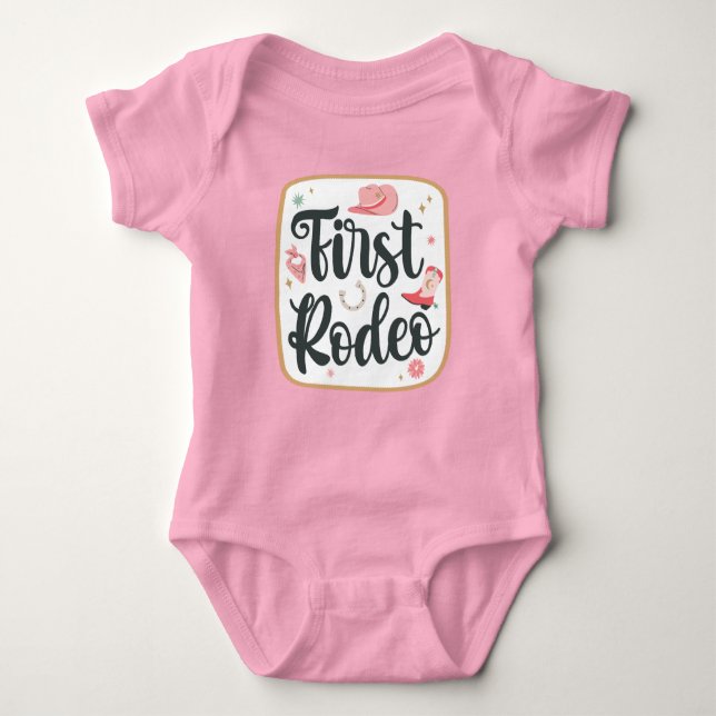 First Rodeo Birthday Girl Baby Strampler (Vorderseite)