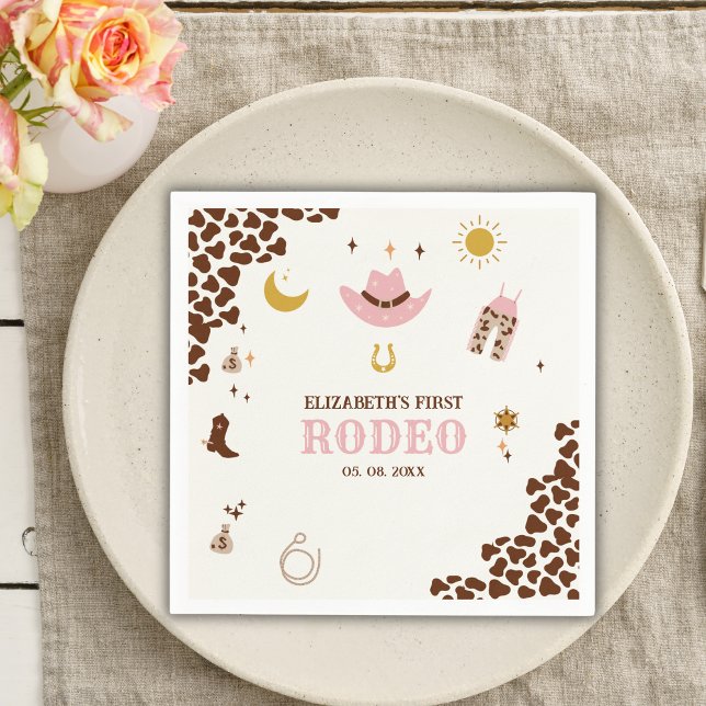 First Rodeo Birthday Girl, Fun Cowgirl Birthday  Serviette (Von Creator hochgeladen)