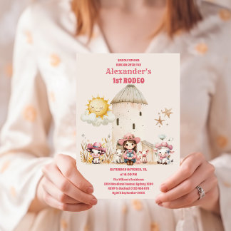First Rodeo Birthday Girl Rustic Cowgirl Thema I Einladung