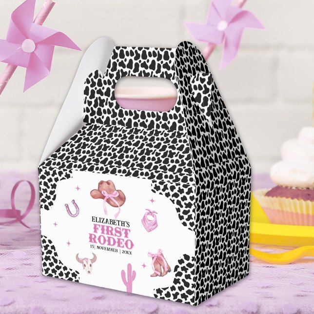First Rodeo Birthday – Pink & Black Cowgirl Theme Geschenkschachtel (Von Creator hochgeladen)