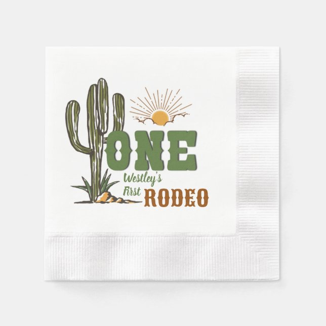 First Rodeo Boy Birthday Serviette (Vorderseite)