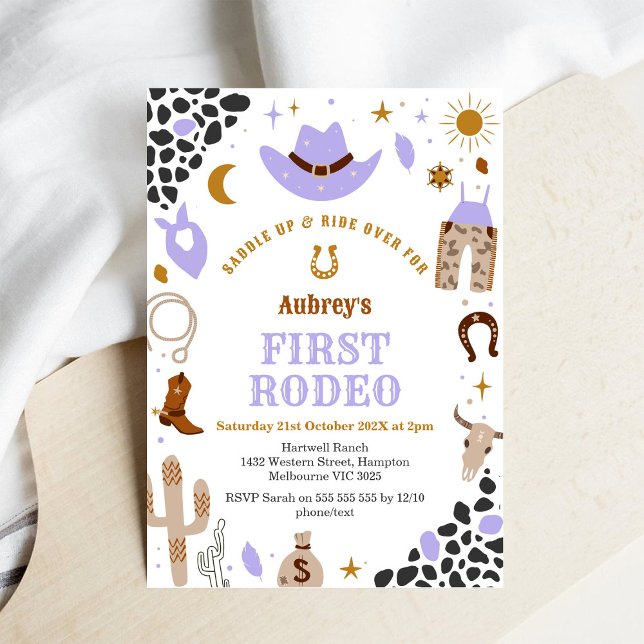 First Rodeo Cowbow Western 1st Birthday Invitation (Créateur téléchargé)