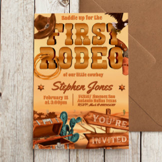 First Rodeo - Cowboy Birthday Einladung