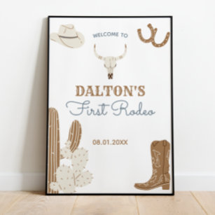 First Rodeo Cowboy Birthday Party Welcome Poster